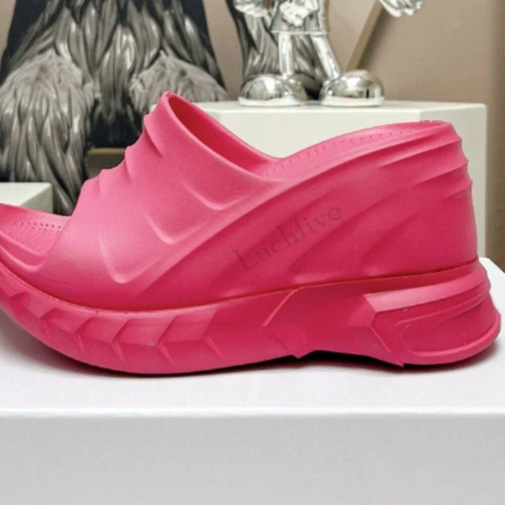 3 COLORS -  Platform Wedge Sandals - Size 10 - Thick Sole PVC Wedges Heels Mules